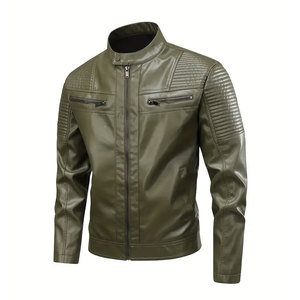 Stylish Men's Genuine <b>Leather</b> <b>Jacket</b> Zipper Closure Slim Fit Front Logo Reversible Lightweight for Casual Motorcycle <b>Winter</b> Wear - Product Image 1