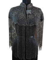 Magnifique design tournesol audacieux, fait main, respirant, style féminin, broderie de sequins pour festival, sur mesure, grande taille, élégant