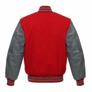 Custom Quality Plain Wool Baseball Varsity <b>Jackets</b> with <b>Leather</b> Sleeves - Product Image 2
