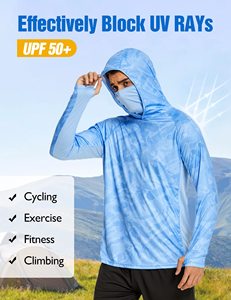 Chemise de pêche pour homme, légère, anti-UV, avec capuche et masque, UPF 50+, 100% polyester, grandes tailles - Product Image 3