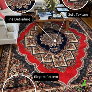 Tapis de salon de qualité supérieure |   Motif ethnique traditionnel |   Décoration de sol élégante pour les maisons indiennes, décoration intérieure - Product Image 4