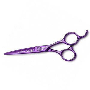 Ciseaux à cheveux professionnels en céramique violette avec manche en acier inoxydable et lame tranchante pour droitiers, usage en salon - Product Image 6