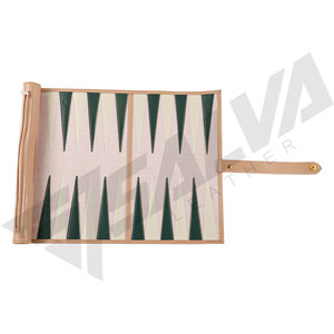 ชุดเกมแบ็คแกมมอนแบบพกพาสุดหรูหุ้มหนัง PU แบบม้วนได้ ทำมือ ดีไซน์ใหม่ พร้อมชิปสีขาวและสีดำ - Product Image 1