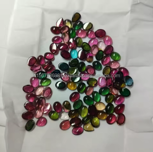 Piedra preciosa suelta de turmalina múltiple Cabujones de turmalina ovalados lisos Piedra preciosa de turmalina multicolor para suministro de joyería - Product Image 5