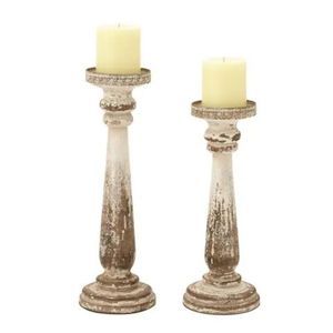Porte-bougie en bois vieilli style shabby chic, support de bougie rustique pour mariage, décoration de table, piliers - Product Image 1