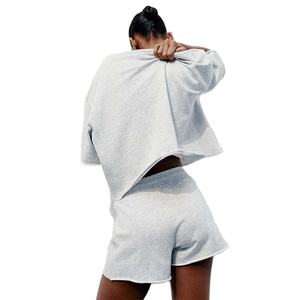 Conjunto de Dos Piezas de Verano para Mujer, 100% Algodón, Top de Manga Corta y Pantalones Cortos, Cuello en V, Estilo Urbano Holgado, Ropa Urbana Cómoda para Mujer - Product Image 2