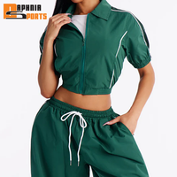 Ensemble de survêtements décontractés imperméables pour femmes, coupe-vent, veste courte et pantalon, personnalisable, polyester/nylon, ensemble deux pièces