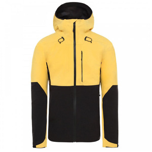 Veste softshell imperméable à capuche pour homme, jaune et noir, style sportif, fermeture éclair, pour l'hiver et les activités de plein air - Product Image 1