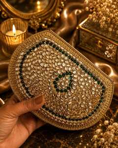 Mini Bolso de Mano Metálico Tradicional Hecho a Mano con Incrustaciones de Mosaico Tallado, Esmaltado y Bañado en Oro, con Diseño de Troquelado, Regalo de Boda - Product Image 3