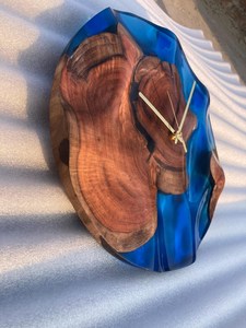 Handcrafted Wooden Epoxy Resin <b>Wall</b> <b>Clock</b> Modern Rustic Decor <b>Silent</b> Quartz Unique Home & Office Accent - Product Image 4