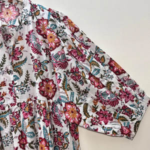 Vestido Casual Midi para Mujer, Tejido 100% Algodón, Liso, Manga Corta, Cintura Imperio, Estilo Babydoll, Cuello en V, Holgado, Funcional - Product Image 4