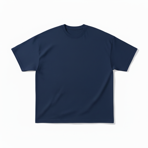 เสื้อยืดแขนสั้นสีน้ำเงินเข้มสำหรับผู้ชาย คอกลม ทรงปกติ สวมใส่สบาย ระบายอากาศได้ดี ผ้าแคนวาส 100% คอตตอน ปักโลโก้ด้านหน้า น้ำหนัก 230 กรัม - Product Image 4