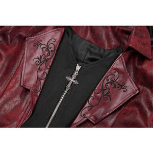 <b>Gothic</b> RED Vampire Tailcoat Gear Design Adjustable PU Hooded Coat Leather Steampunk <b>Jacket</b> Medieval Victorian 2026 - Product Image 3