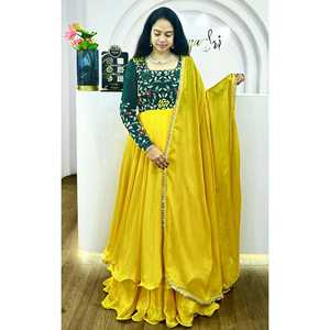 ชุดเดรส Anarkali ดีไซน์เนอร์อินเดียและปากีสถาน สำหรับงานเลี้ยงสุดหรู พร้อมผ้าคลุมไหล่และกางเกง สำหรับโอกาสพิเศษ - Product Image 4