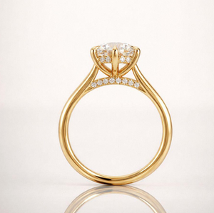 แหวนหมั้นเพชรทรงกลม 2 กะรัต แบบซ่อนรัศมี ขอบทอง 14K (รับรองโดย IGI) แหวนแต่งงาน ดีไซน์โดดเด่นและสง่างาม - Product Image 2