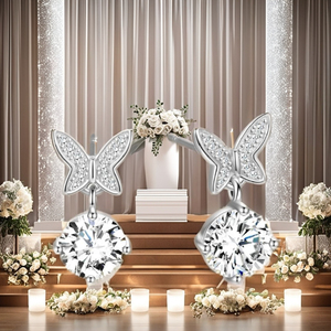 Boucles d'oreilles pendantes KARATS en moissanite papillon avec coupe hexagonale, en argent sterling plaqué or, design minimaliste pour femme - Product Image 4