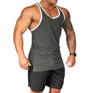 Camisetas sin mangas de algodón y poliéster con cuello redondo para adultos, con diseño sólido, chaleco de gimnasio, camiseta deportiva, camiseta atlética para hombre. - Product Image 5