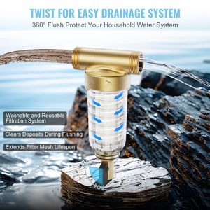 Filtro Sedimenti per Tutta la Casa da 40 Micron per Acqua di Pozzo, 3/4'' FNPT + 1'' MNPT, Portata Elevata 4 T/H, Manuale, Certificato NSF - Product Image 3