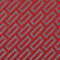 Tissu en fibre de carbone rouge 3K 240GSM à motif chaîne rectangulaire pour garnitures intérieures automobiles et panneaux composites décoratifs