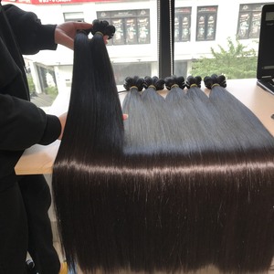 Super Double Drawn 100% Raw Virgin Remy Extensiones de cabello Máquina de alta calidad Trama doble Pelucas rectas sedosas Origen vietnamita - Product Image 5