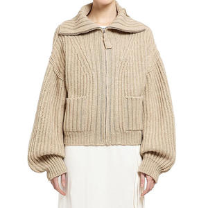 Pull col V personnalisé pour femme, nouvelle collection hiver, qualité professionnelle, en stock, tricot ample, style business décontracté, 220g, manches longues - Product Image 1