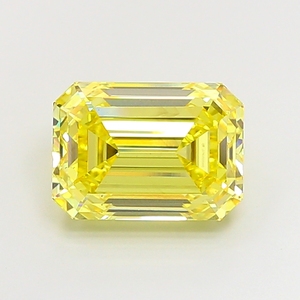 Diamant de laboratoire CVD certifié, taille émeraude, jaune intense fantaisie, pierre précieuse lâche étincelante, luxe exquis pour l'art des joailleries fines - Product Image 1