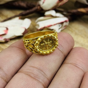 Nouvelles bagues signet bohèmes en laiton pour femmes, plaquées or 18 carats, motif étoile céleste florale, pour la vente en gros/OEM/ODM - Product Image 2