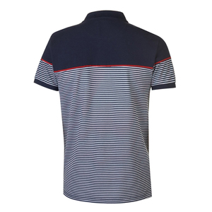 เสื้อเชิ้ตผู้ชายสีน้ำเงินกรมท่า แขนสั้น ผ้าถัก ทอจากฝ้าย 100% เป็นมิตรต่อสิ่งแวดล้อม ทรงปกติ สำหรับขาย - Product Image 3