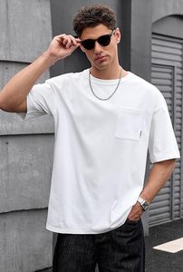 เสื้อยืดโอเวอร์ไซส์ผ้าฝ้ายแท้ 100% น้ำหนัก 220 กรัม พิมพ์ลายตามสั่งที่ไหล่ สไตล์ฮิปฮอป ไซส์พลัส ผ้าฝ้ายแท้ 100% ทรงบ็อกซี่ สำหรับผู้ชาย - Product Image 5