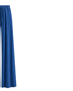 Pantalon large bleu roi pour femme, taille haute, avec cordon de serrage, coupe décontractée, pantalon droit, doux et confortable, tenue décontractée, mode - Product Image 2