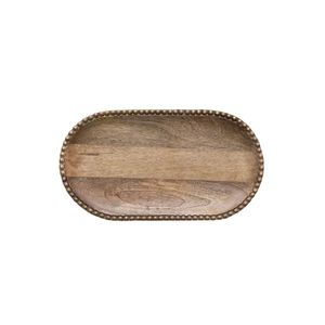 <b>Rustic</b> Wooden Serving Tray with Black Metal Handles Rectangle Mango Wood Decorative Ottoman Tray for <b>Coffee</b> <b>Table</b> Home Decor - Product Image 4