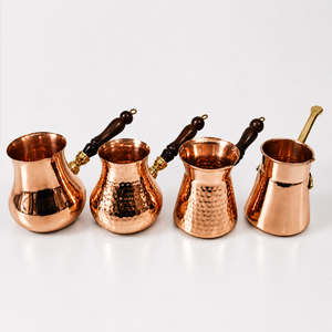 Hermosa cafetera turca, griega y árabe de cobre martillado con acabado pulido, cafetera para estufa, Cezve Ibrik, ecológica, vintage - Product Image 5