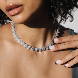 Women's 925 Silver Brilliant Cut Hip Hop Style Tennis Chain <b>Statement</b> <b>Necklace</b> Rhodium Plated Luxury Prong Setting Party - Product Image 4