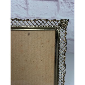 Rectangular Brass Photo <b>Frame</b> <b>with</b> Ornate Lattice Design Tabletop Fashionista modern style horn <b>frame</b> Attractive design - Product Image 2