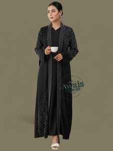 AWAIS HOUSE Dubai Muslim Tradition Islamic Clothing Plus Size <b>Kaftan</b> Abaya Jubbah Floor Length High Neck <b>Long</b> Sleeves Flared Hem - Product Image 4
