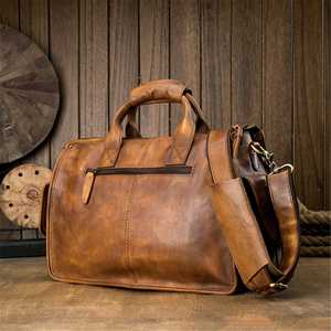 Porte-documents pour ordinateur portable de grande capacité, vintage, pour un usage quotidien, en cuir véritable, pour hommes, LLB-0337 - Product Image 2