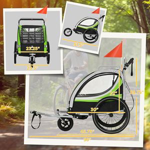 Passeggino 3-in-1 Emerald per Bambini: Bici, Rimorchio e Jogger con Imbracature di Sicurezza e Vano Portaoggetti - Product Image 3