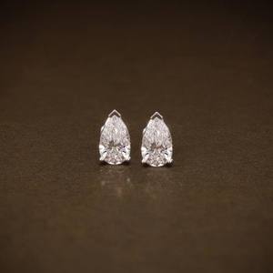 Boucles d'oreilles tendance de luxe pour femmes en or blanc 14 carats avec diamant naturel rond taille brillant 2 carats certifié IGI, plaqué rhodium, OEM - Product Image 1