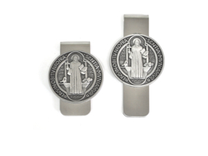 Saint Benedict <b>Money</b> Clip Round Religious Gift Embossed Design Classic Style Durable Church Gift - Product Image 1