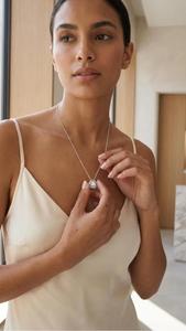 Round Brilliant Diamond Swirl <b>Pendant</b> Necklace in <b>Solid</b> White <b>Gold</b> Modern Solitaire Diamond <b>Pendant</b> Minimalist Fine Jewelry Gift - Product Image 4