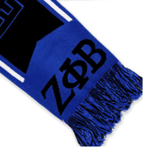 Écharpe en tricot Zeta Phi Beta ZPB noire et bleue, accessoire de mode élégant et chaud en acrylique pour l'hiver, idéal pour les fraternités et les sororités - Product Image 4