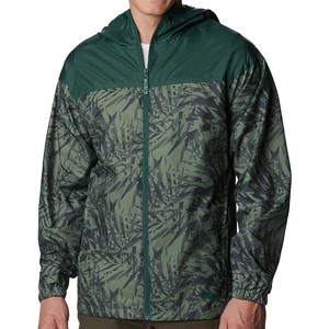 เสื้อแจ็คเก็ตกันลมแบบมีฮู้ดสีเขียวสำหรับผู้ชาย พิมพ์ลายตามสั่ง กันน้ำ ซิปเต็มตัว น้ำหนักเบา ดีไซน์ลายใบไม้ - Product Image 4