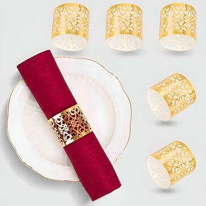 Premium Design Gold Plated Napkin Ring Dining Table Decor Metal Napkin Ring for Weddings Hot Summer Color - Product Image 3
