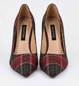 Chaussures à talons hauts personnalisées pour femmes, tendance, à motif écossais, style escocois, à bout pointu, pour mariage, fabrication de chaussures de mode - Product Image 1