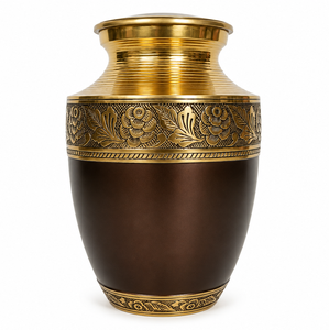 Urna Funeraria de Esmalte Personalizable Estilo Americano en Color Marrón Plateado con Adhesivo para Foto Conmemorativa para Cenizas Humanas - Product Image 5