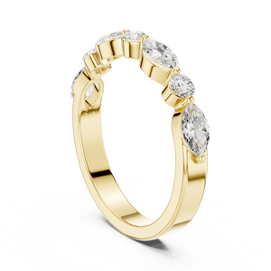 Anillo de Diamantes de Oro Amarillo de 10K para Mujer, Corte Marquesa, Diamante Cultivado en Laboratorio con Certificado IDGL, Color F, Anillo de Compromiso Moderno, Estilo Media Eternidad - Product Image 3