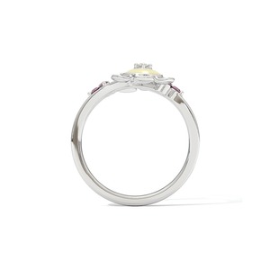 Anillo Minimalista con Diamante Natural Floral en Plata de Ley 925 con Corte Brillante y Engaste de Garras |   Anillo de Diseño con Doble Flor para Mujer - Product Image 6
