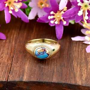 Purple Dahlia <b>Turquoise</b> 925 Sterling Silver Handmade Boho Style <b>Ring</b> Oval Shape Signet Fine <b>RIng</b> For Party Gift For Women - Product Image 1