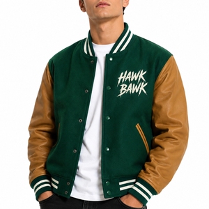 Chaqueta Varsity Premium para Hombre, Tela Suave, Mangas de Cuero PU Hechas a Medida, Ajuste Cómodo, Prenda Casual de Otoño de Calidad - Product Image 1