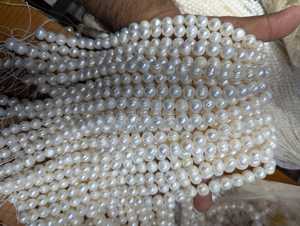 Perles de culture d'eau douce blanches en forme de pomme de terre, 9-10 mm, naturelles, en vrac, pour la fabrication de bijoux, fournitures en gros, haute qualité - Product Image 4